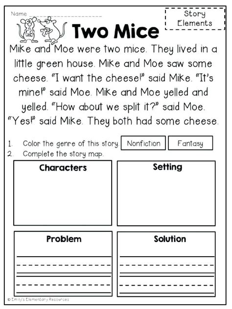 elements of a story worksheet grade 2